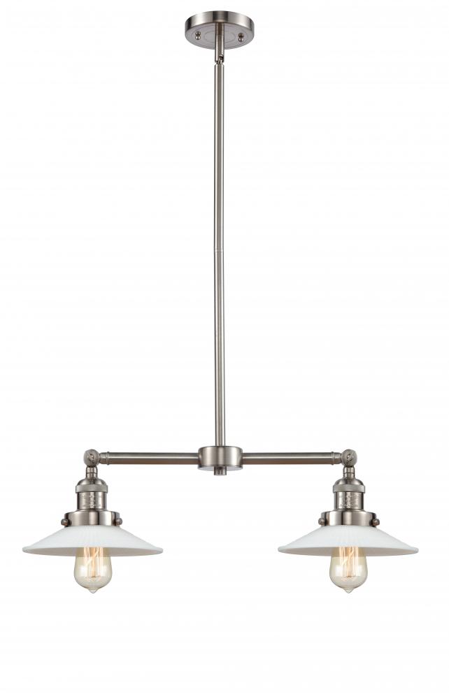 Halophane - 2 Light - 21 inch - Brushed Satin Nickel - Stem Hung - Adjustable Island Light