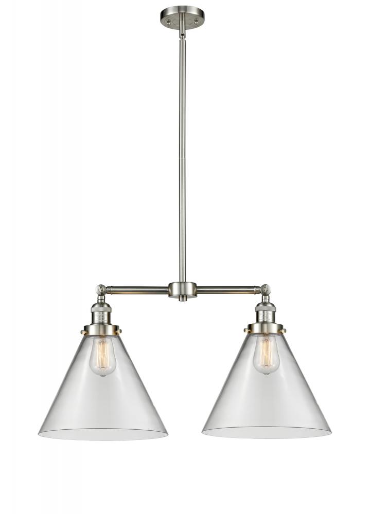 Cone - 2 Light - 21 inch - Brushed Satin Nickel - Stem Hung - Adjustable Island Light
