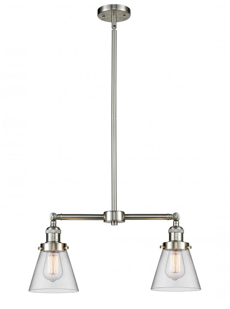 Cone - 2 Light - 21 inch - Brushed Satin Nickel - Stem Hung - Adjustable Island Light