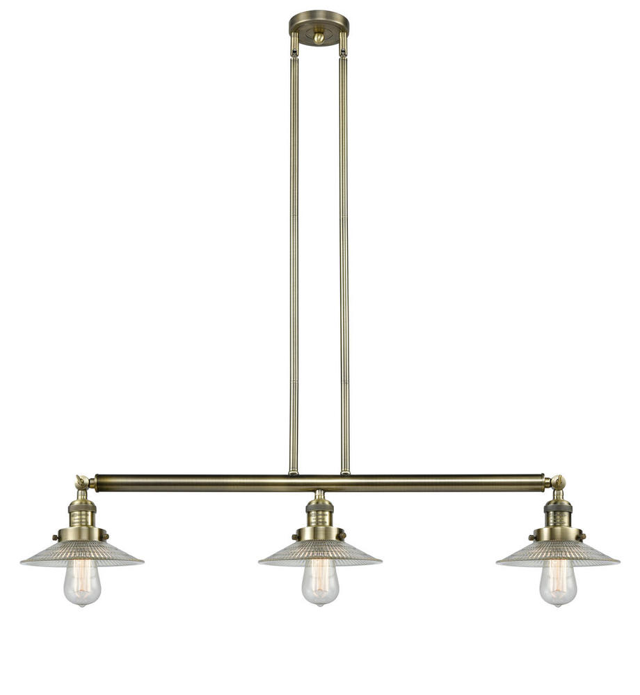 Halophane - 3 Light - 41 inch - Antique Brass - Stem Hung - Adjustable Island Light
