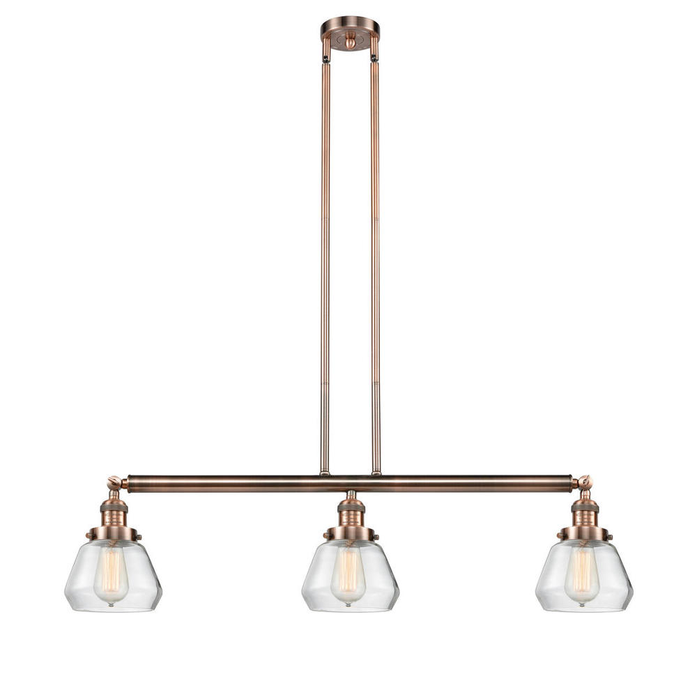 Fulton - 3 Light - 39 inch - Antique Copper - Stem Hung - Adjustable Island Light