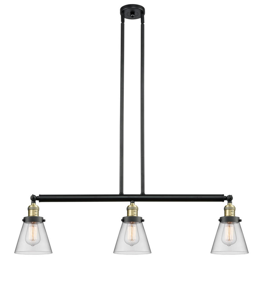 Cone - 3 Light - 39 inch - Black Antique Brass - Stem Hung - Adjustable Island Light