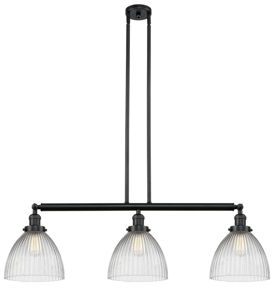 Seneca Falls - 3 Light - 39 inch - Matte Black - Stem Hung - Adjustable Island Light