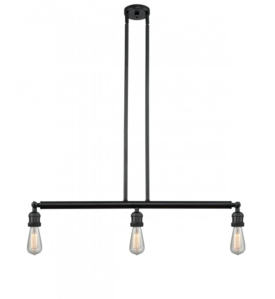 Bare Bulb - 3 Light - 38 inch - Matte Black - Stem Hung - Adjustable Island Light
