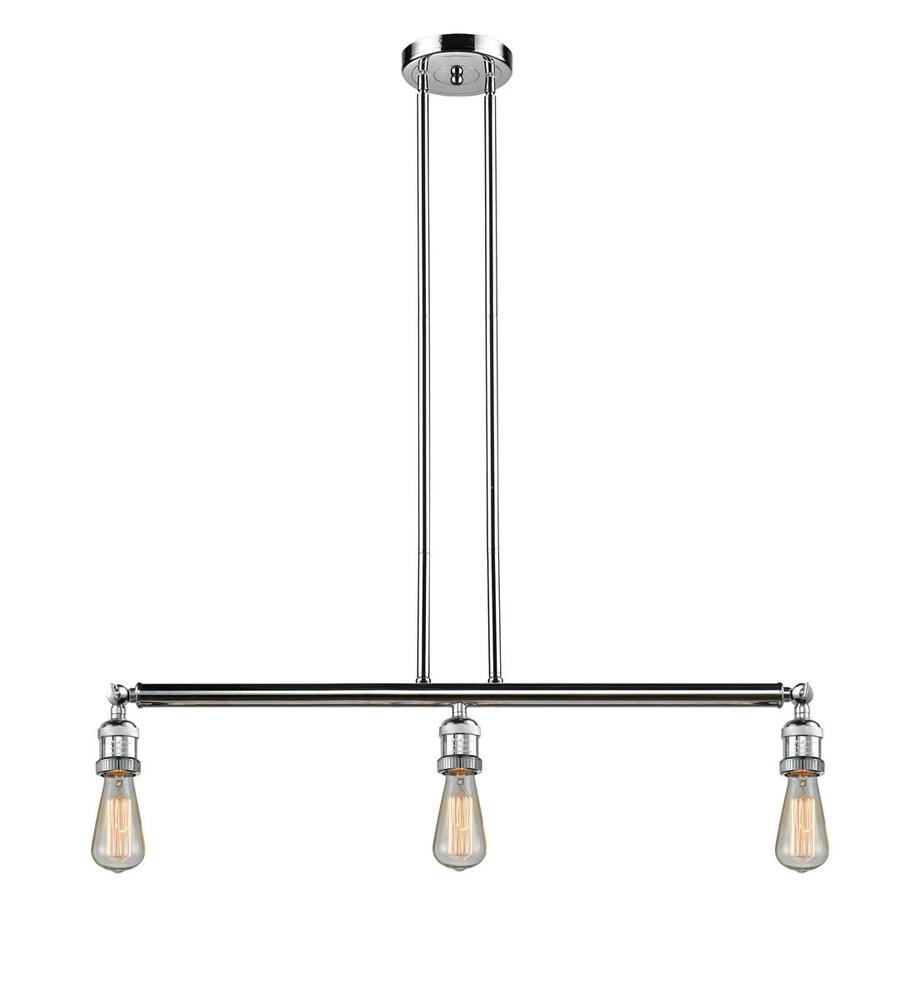 Bare Bulb - 3 Light - 38 inch - Polished Chrome - Stem Hung - Adjustable Island Light