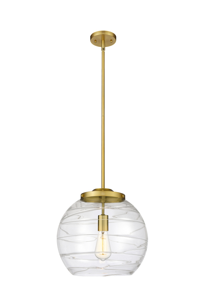 Athens Deco Swirl - 1 Light - 14 inch - Satin Gold - Stem Hung - Pendant