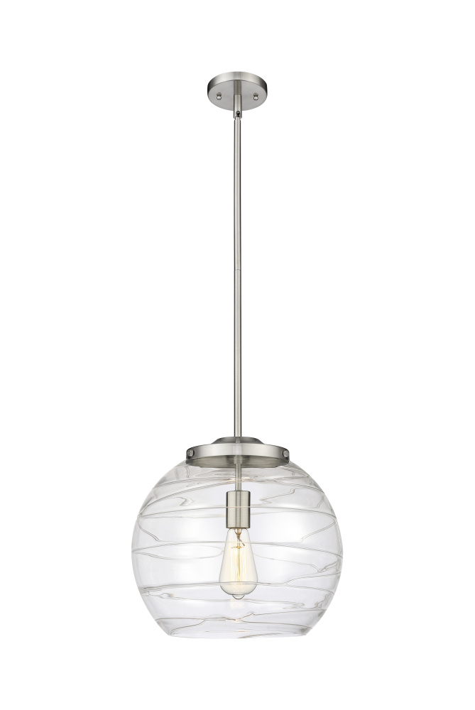 Athens Deco Swirl - 1 Light - 14 inch - Brushed Satin Nickel - Stem Hung - Pendant