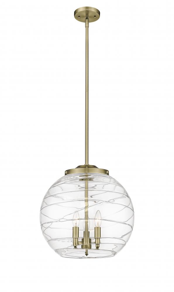 Athens Deco Swirl - 3 Light - 16 inch - Antique Brass - Stem hung - Pendant