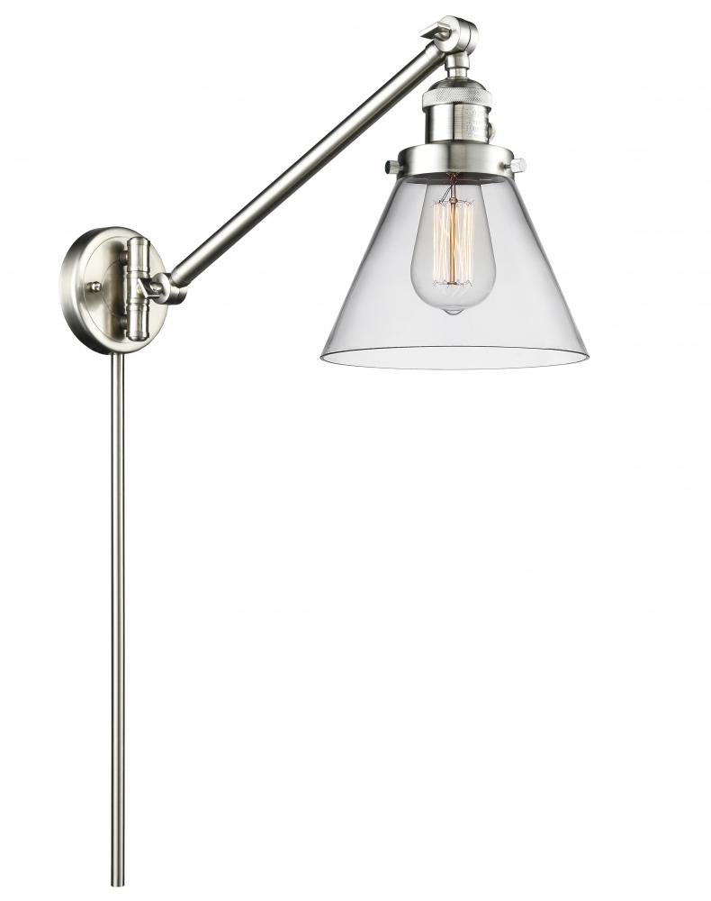 Cone - 1 Light - 8 inch - Brushed Satin Nickel -Adjustable Swing Arm