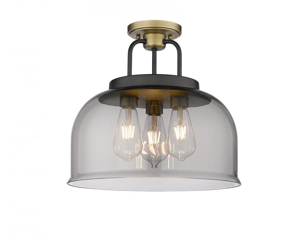 Kahana - 3 Light - 15 inch - Black Brushed Brass - Semi-Flush Mount