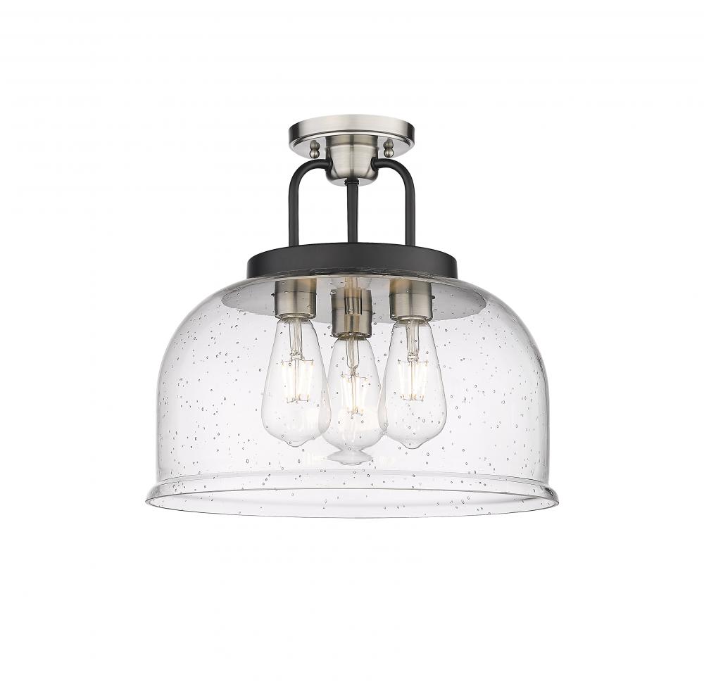 Kahana - 3 Light - 15 inch - Black Satin Nickel - Semi-Flush Mount