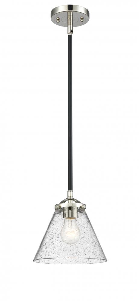 Cone - 1 Light - 8 inch - Black Polished Nickel - Stem hung - Mini Pendant