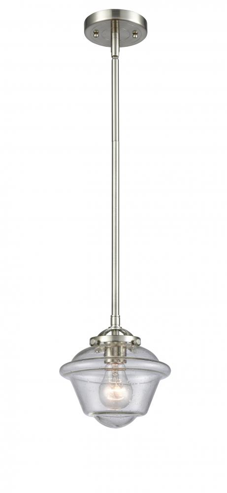 Oxford - 1 Light - 8 inch - Brushed Satin Nickel - Stem hung - Mini Pendant