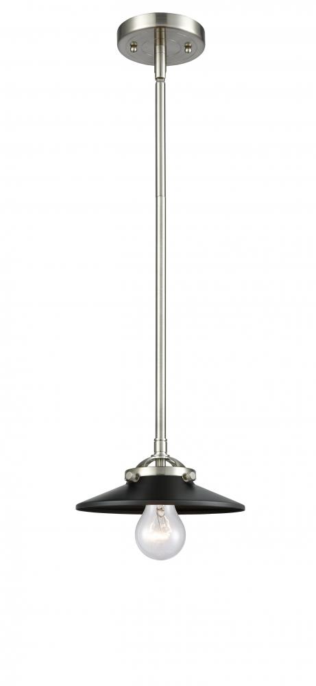 Railroad - 1 Light - 8 inch - Brushed Satin Nickel - Stem hung - Mini Pendant