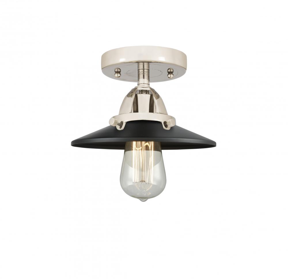 Railroad - 1 Light - 8 inch - Polished Nickel - Semi-Flush Mount