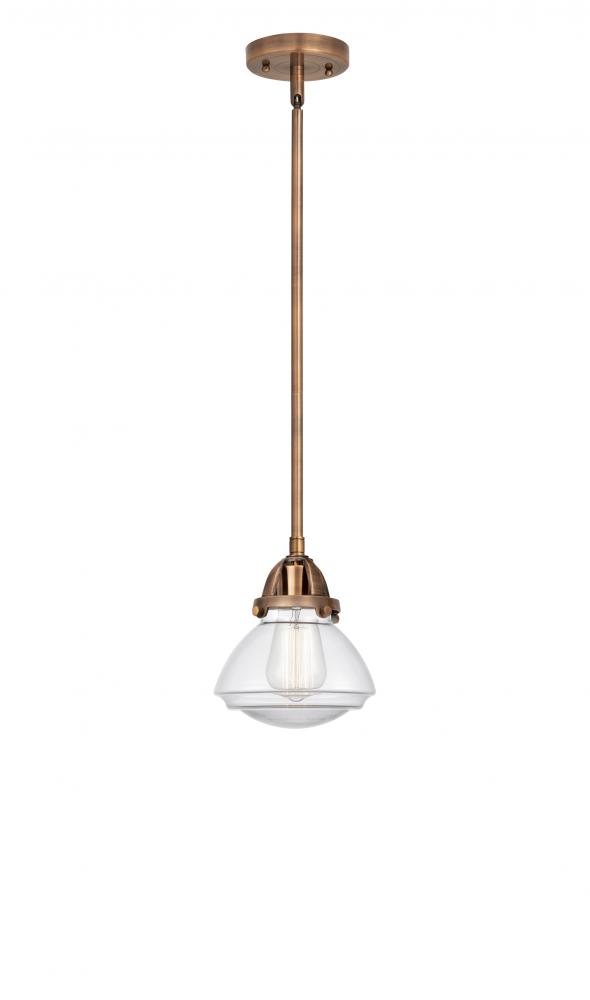 Olean - 1 Light - 7 inch - Antique Copper - Stem hung - Mini Pendant