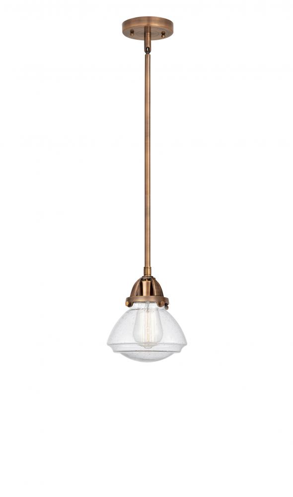 Olean - 1 Light - 7 inch - Antique Copper - Stem hung - Mini Pendant