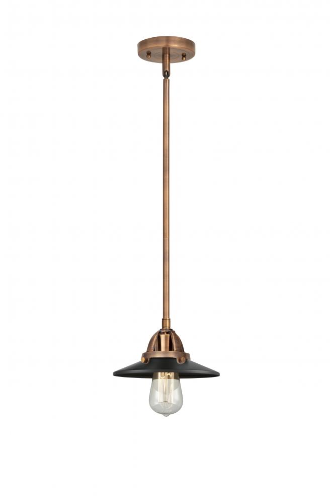 Railroad - 1 Light - 8 inch - Antique Copper - Stem hung - Mini Pendant