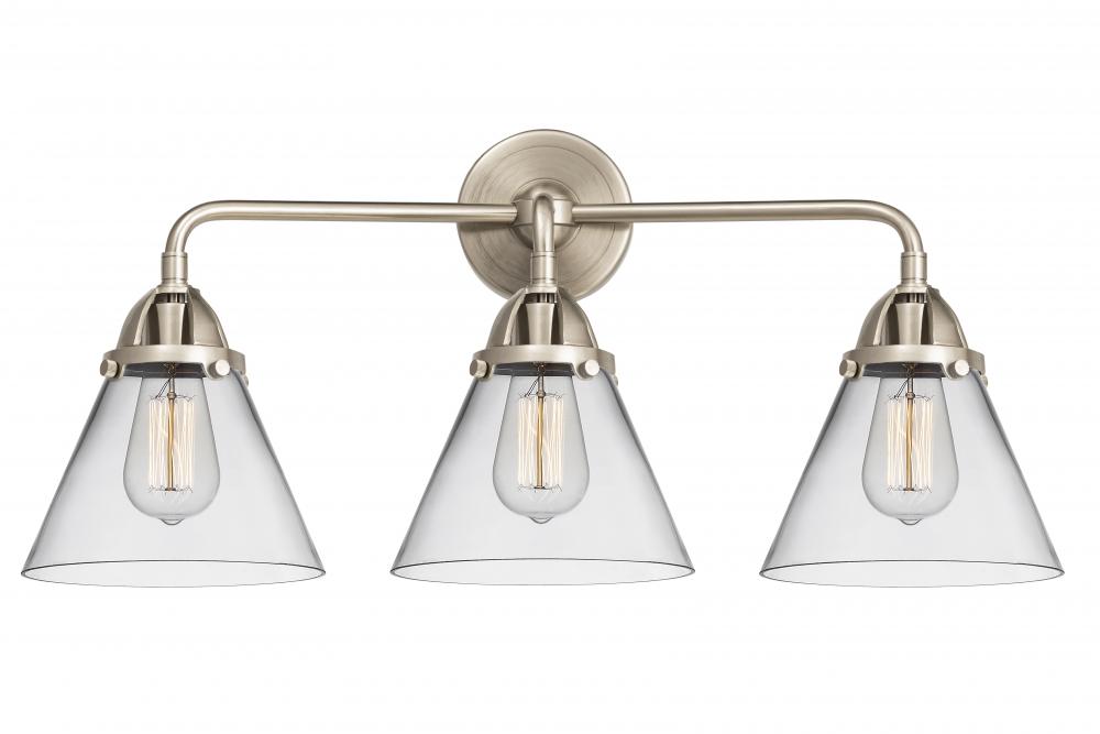 Cone - 3 Light - 26 inch - Brushed Satin Nickel - Bath Vanity Light