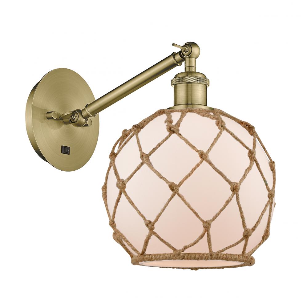 Farmhouse Rope - 1 Light - 8 inch - Antique Brass - Adjustable Sconce