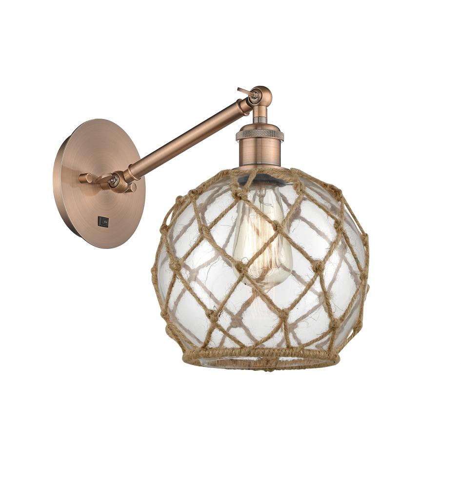 Farmhouse Rope - 1 Light - 8 inch - Antique Copper - Adjustable Sconce
