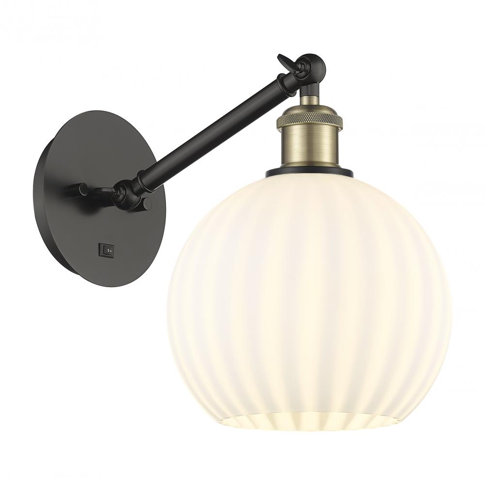 White Venetian - 1 Light - 8 inch - Black Antique Brass - Adjustable Sconce