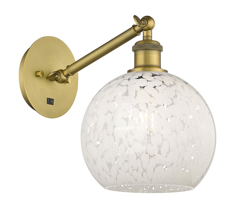White Mouchette - 1 Light - 8 inch - Brushed Brass - Adjustable Sconce