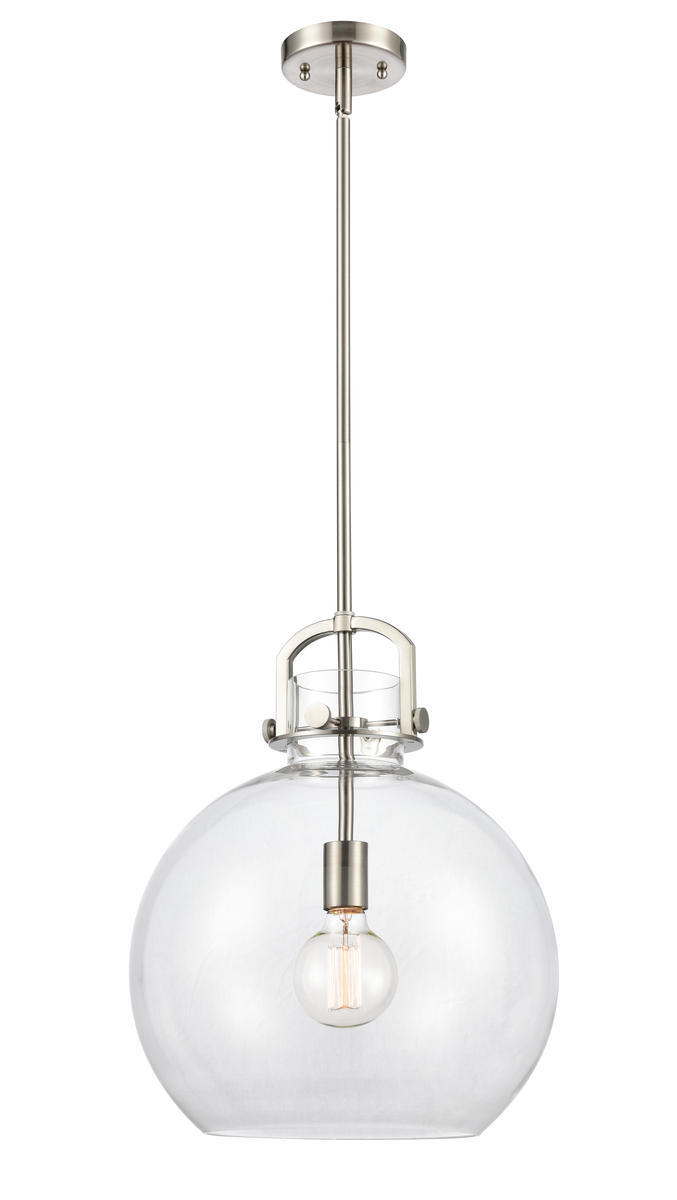 Newton Sphere - 1 Light - 14 inch - Brushed Satin Nickel - Stem hung - Pendant