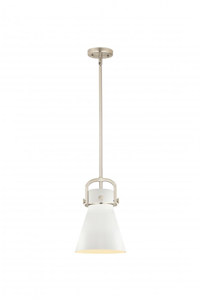 Newton Cone - 1 Light - 8 inch - Satin Nickel - Mini Pendant