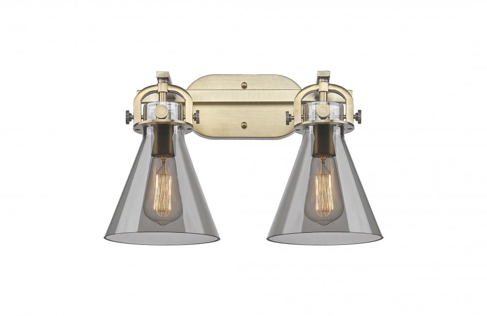 Newton Cone - 2 Light - 17 inch - Brushed Brass - Bath Vanity Light