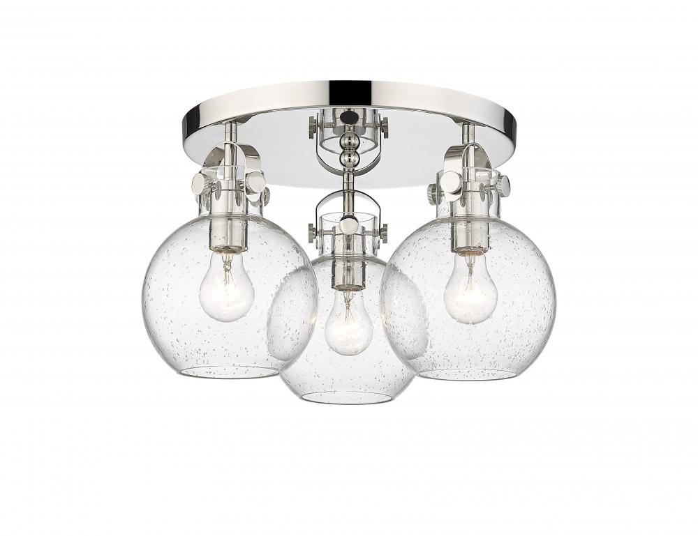 Newton Sphere - 3 Light - 18 inch - Polished Nickel - Semi-Flush Mount
