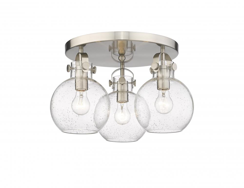 Newton Sphere - 3 Light - 18 inch - Satin Nickel - Semi-Flush Mount