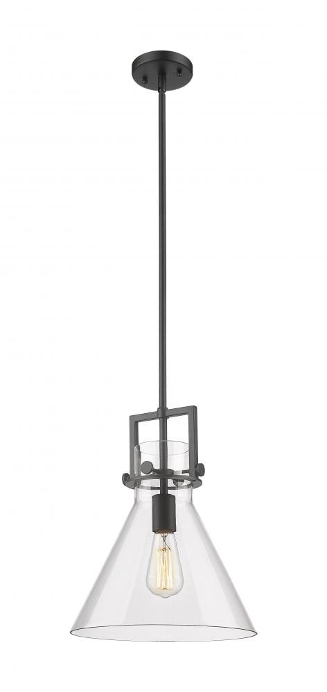 Newton Cone - 1 Light - 12 inch - Matte Black - Mini Pendant