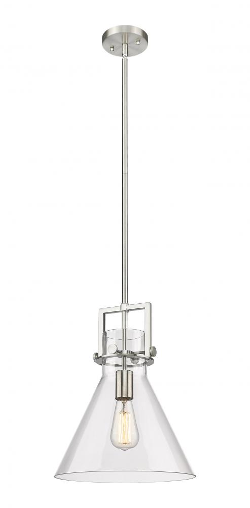 Newton Cone - 1 Light - 12 inch - Satin Nickel - Mini Pendant
