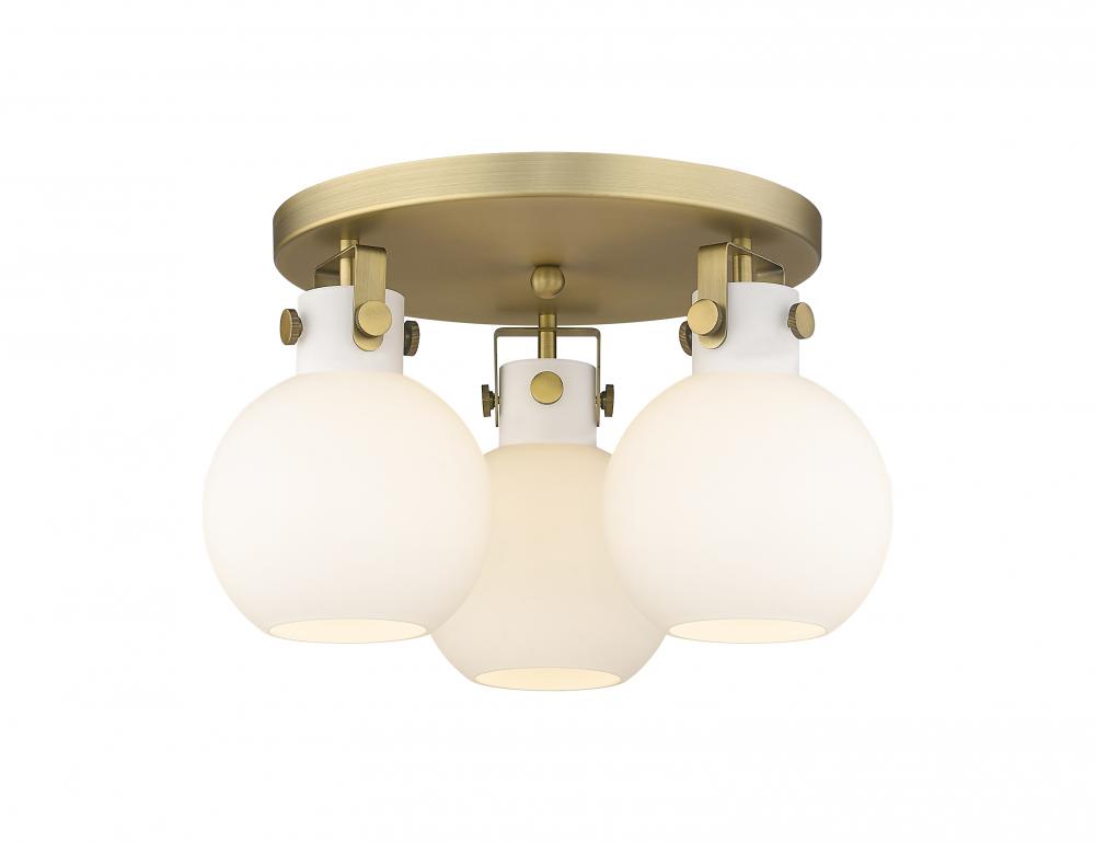 Newton Sphere - 3 Light - 18 inch - Brushed Brass - Semi-Flush Mount