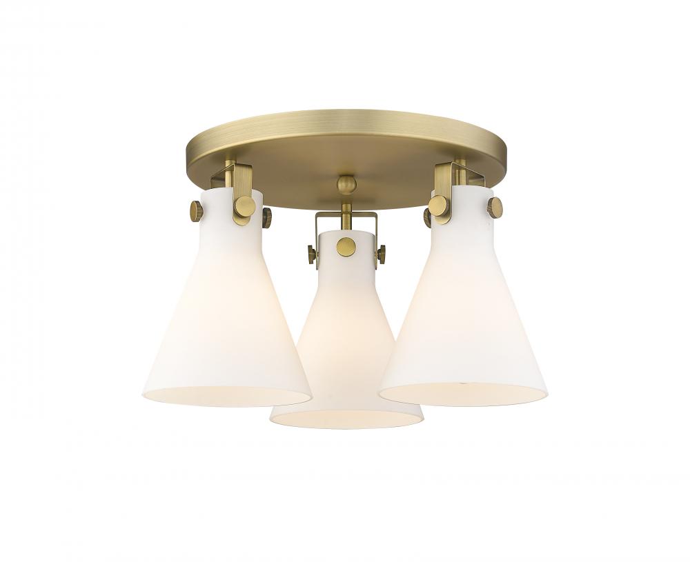 Newton Cone - 3 Light - 18 inch - Brushed Brass - Semi-Flush Mount