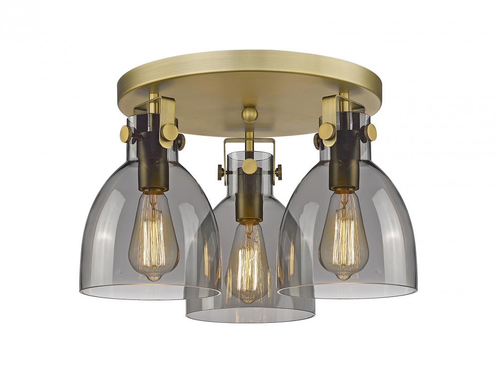 Newton Bell - 3 Light - 18 inch - Brushed Brass - Semi-Flush Mount