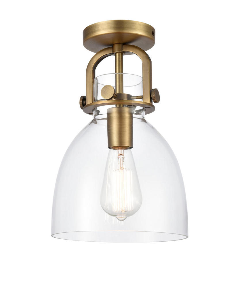 Newton Bell - 1 Light - 8 inch - Brushed Brass - Semi-Flush Mount