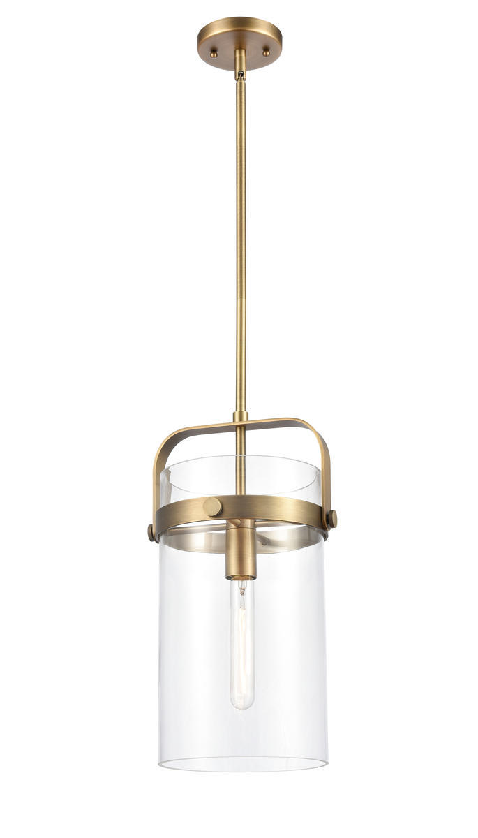 Pilaster - 1 Light - 8 inch Glass - Polished Nickel - Stem hung - Mini Pendant