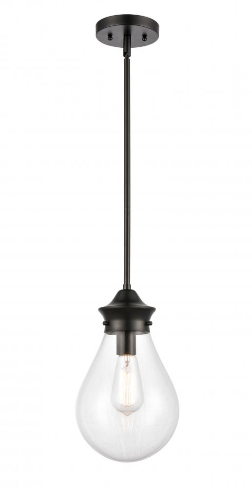 Genesis - 1 Light - 8 inch - Matte Black - Stem hung - Mini Pendant