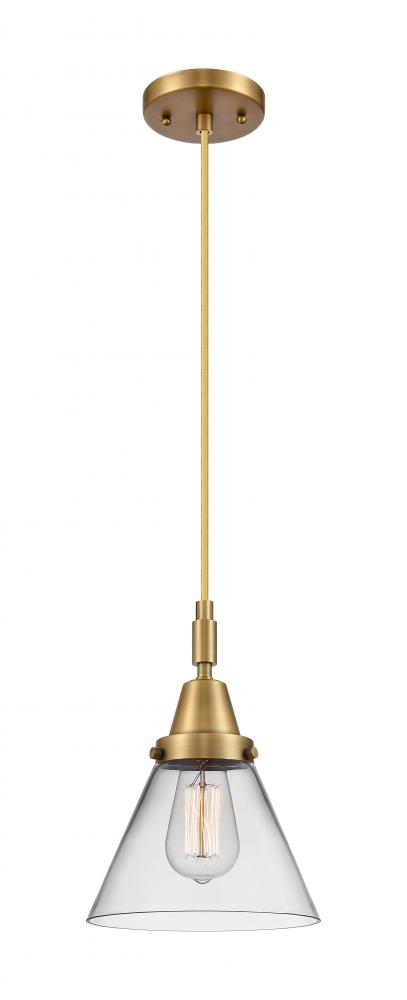 Cone - 1 Light - 8 inch - Brushed Brass - Mini Pendant