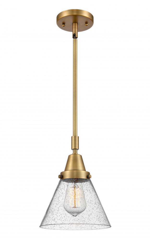 Cone - 1 Light - 8 inch - Brushed Brass - Mini Pendant
