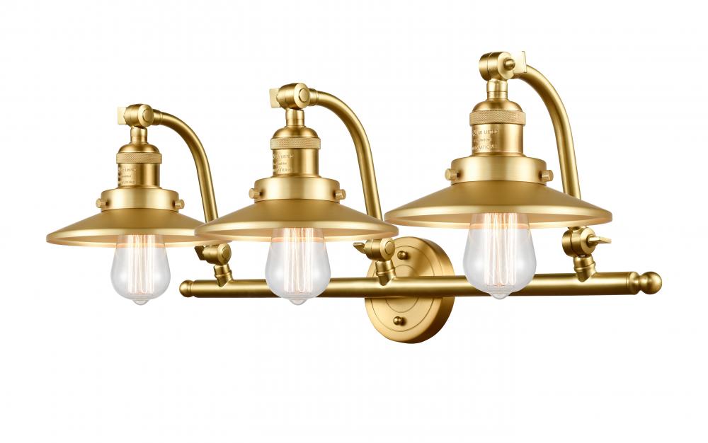 Railroad - 3 Light - 28 inch - Satin Gold - Adjustable Bath Vanity Light