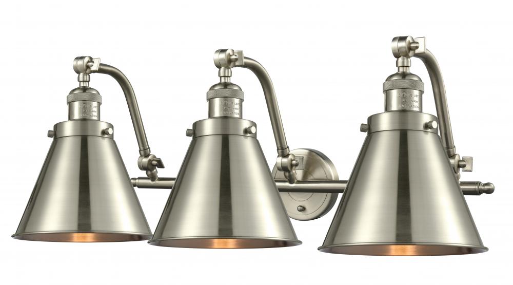 Appalachian - 3 Light - 28 inch - Brushed Satin Nickel - Adjustable Bath Vanity Light