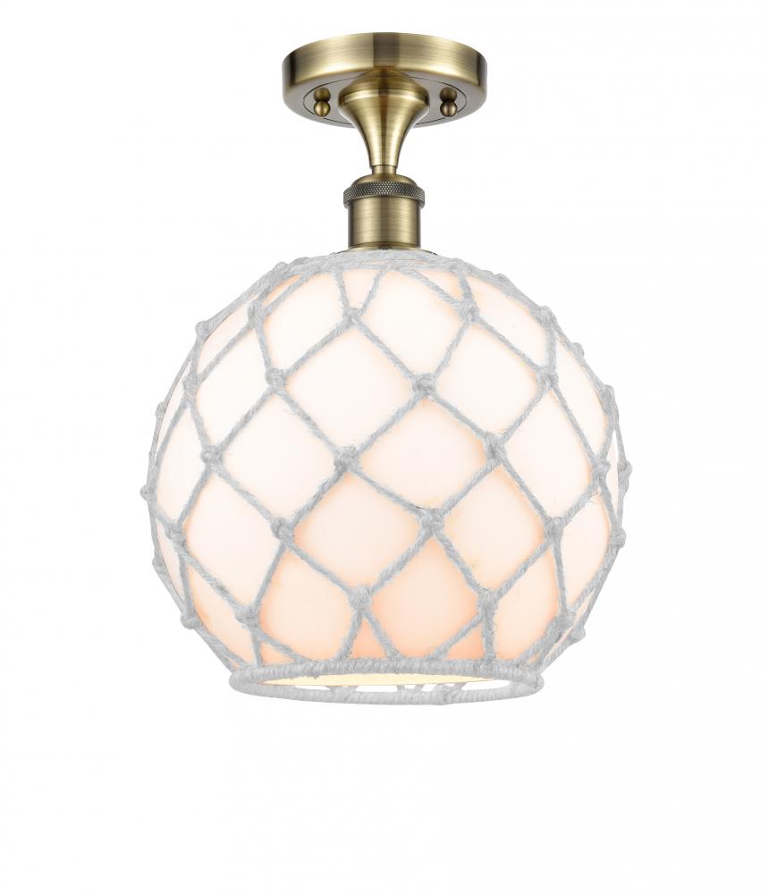 Farmhouse Rope - 1 Light - 10 inch - Antique Brass - Semi-Flush Mount
