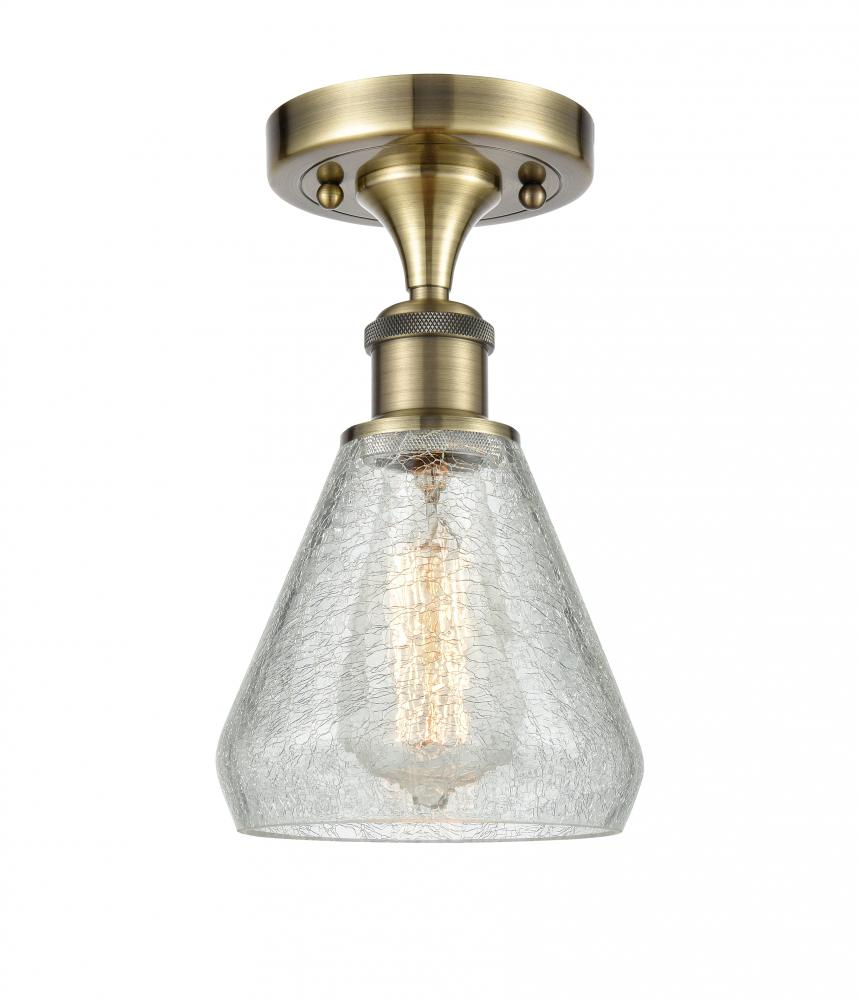 Conesus - 1 Light - 6 inch - Antique Brass - Semi-Flush Mount