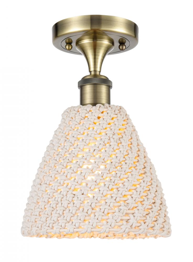 Bristol Natural - 1 Light - 6 inch - Antique Brass - Semi-Flush Mount