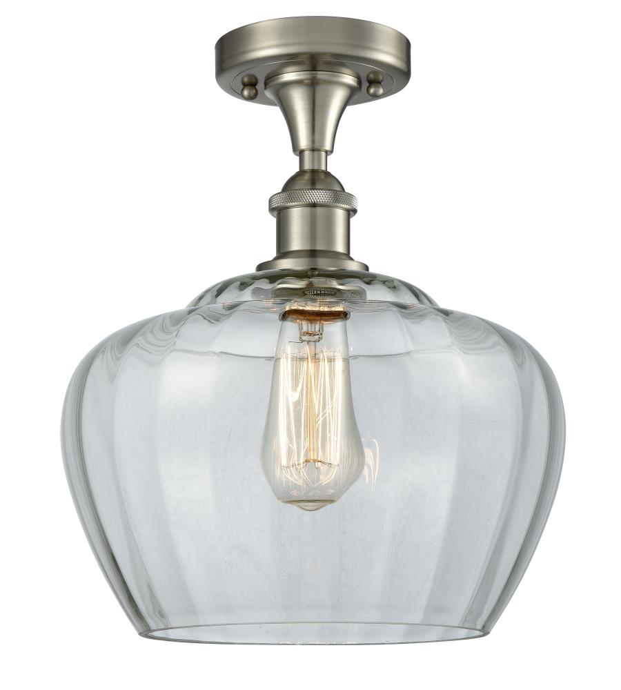 Fenton - 1 Light - 11 inch - Brushed Satin Nickel - Semi-Flush Mount