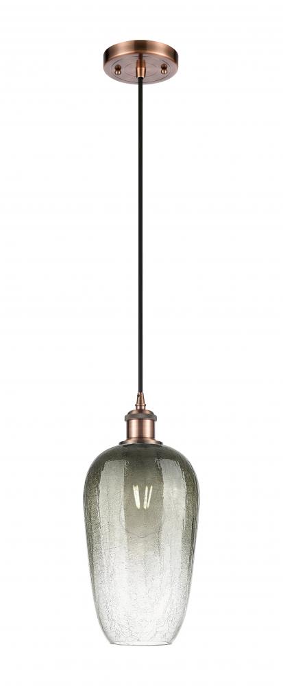 Brookhaven Flute - 1 Light - 7 inch - Antique Copper - Cord hung - Mini Pendant