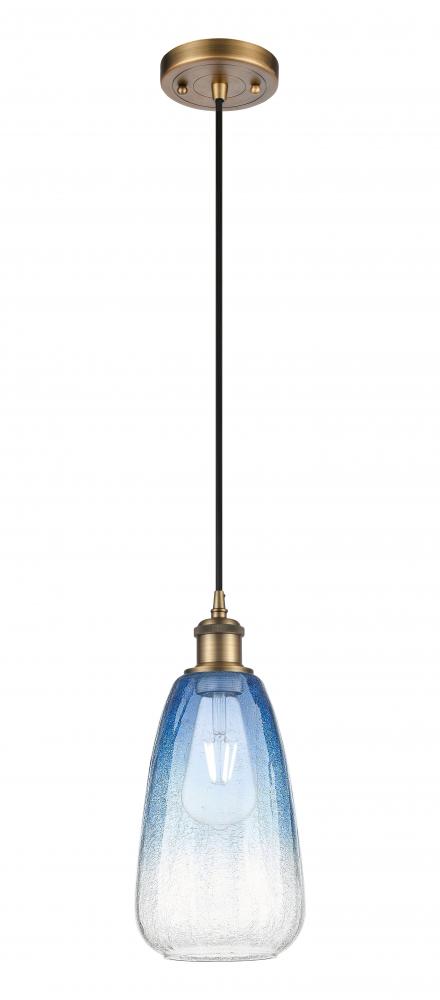 Brookhaven Almond - 1 Light - 6 inch - Brushed Brass - Cord hung - Mini Pendant